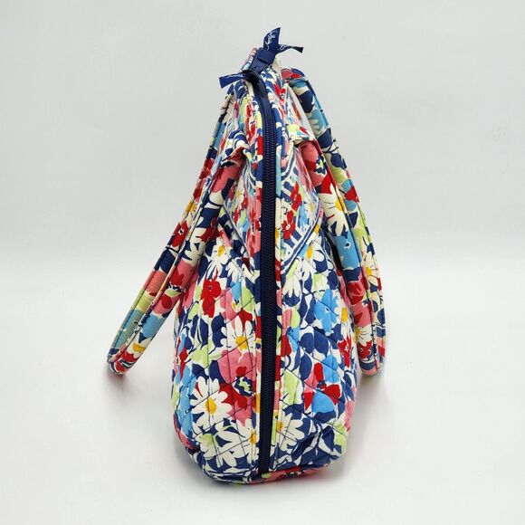 Vera Bradley 2012 Summer Cottage Blue Red Quilted Bowler Shoulder Bag - Picture 3 of 11